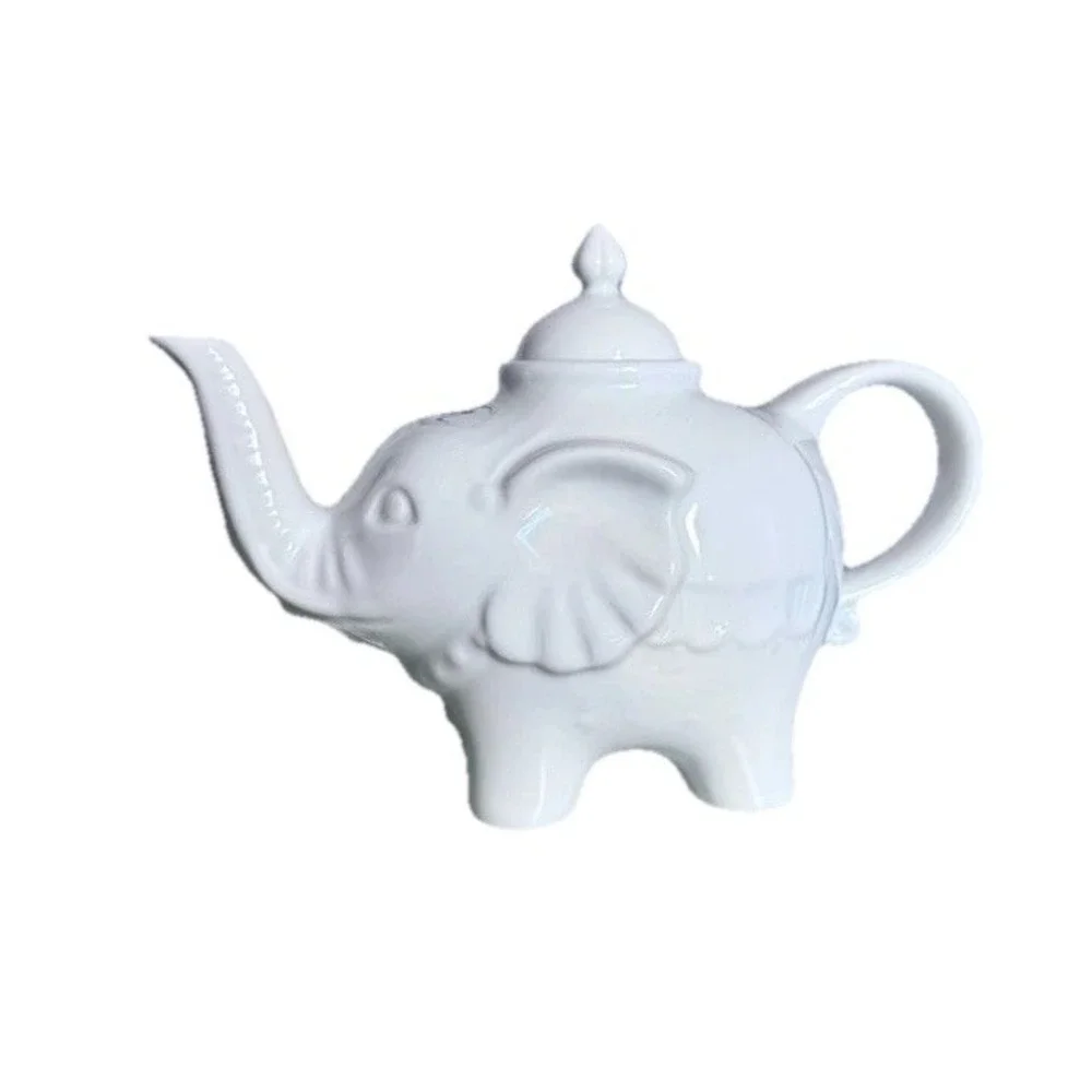 CIA Cordon Bleu Elephant Teapot White Microwave Dishwasher Oven Safe with‎ Lid